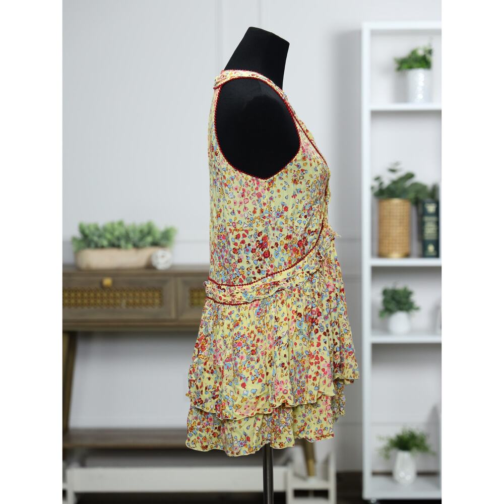 Poupette St Barth Yellow Floral Ruffle Mini Dress Racerback Resort Boho Coastal - Picture 8 of 15